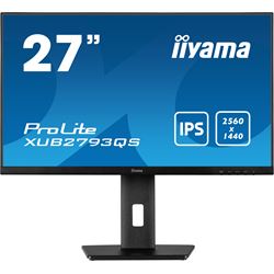iiyama ProLite XUB2793QS-B1 height adjustable monitor, 3-side borderless, IPS, WQHD res, HDMI, DisplayPort, Flicker free and Blue light reducer 