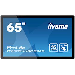 iiyama Prolite monitor TF6538UHSC-B2AG 65" Black, IPS, Anti Glare, 4K UHD,  Projective Capacitive 12pt Touch, 24/7, Landscape/Portrait/Face-up, Open Frame, IPX1 rated