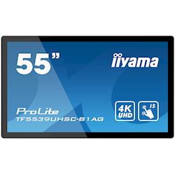 iiyama Prolite monitor TF5539UHSC-B1AG 55" Black, IPS, Anti Glare, 4K,  Projective Capacitive 15pt Touch, 24/7, Landscape/Portrait/Face-up, Open Frame