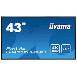 iiyama ProLite monitor LH4352UHS-B1 43", Digital Signage, IPS, HDMI, DisplayPort, 4K, 24/7, Landscape/Portrait, Media Player, Intel® SDM slot