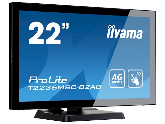 iiyama ProLite monitor T2236MSC-B2AG  22" Black, AMVA, Anti Glare, Full HD, Projective Capacitive 10pt touch, HDMI, USB Hub image 1