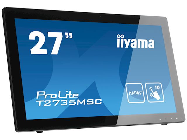 iiyama ProLite monitor T2735MSC-B3  27" Black, IPS, Full HD, Projective Capacitive 10pt touch, HDMI, USB Hub, Mic/ Webcam image 1