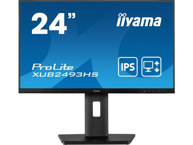 iiyama ProLite monitor XUB2493HS-B5, 24", 3-side borderless design, IPS, Height Adjustable and pivot function, HDMI, DisplayPort, Blue light reducer, Flicker free image 0
