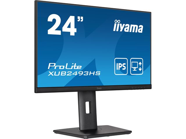 iiyama ProLite monitor XUB2493HS-B5, 24", 3-side borderless design, IPS, Height Adjustable and pivot function, HDMI, DisplayPort, Blue light reducer, Flicker free image 1