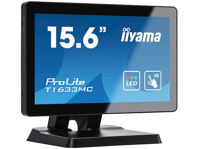 iiyama ProLite monitor T1633MC-B1 15.6", Projective Capacitive 10pt touch, edge to edge glass, HDMI, DisplayPort, USB Hub, scratch resistant image 1
