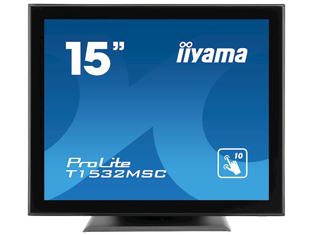 iiyama ProLite monitor T1532MSC-B5AG 15", Black, Projective Capacitive 10pt touch, edge to edge glass, Anti-glare coating, scratch resistant, HDMI, DisplayPort  image 0