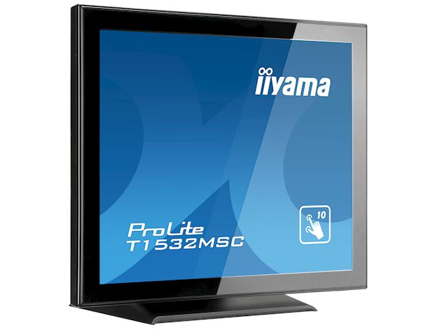 iiyama ProLite monitor T1532MSC-B5AG 15", Black, Projective Capacitive 10pt touch, edge to edge glass, Anti-glare coating, scratch resistant, HDMI, DisplayPort  image 2