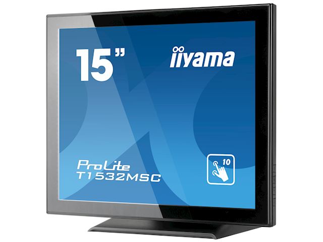 iiyama ProLite monitor T1532MSC-B5AG 15", Black, Projective Capacitive 10pt touch, edge to edge glass, Anti-glare coating, scratch resistant, HDMI, DisplayPort  image 5