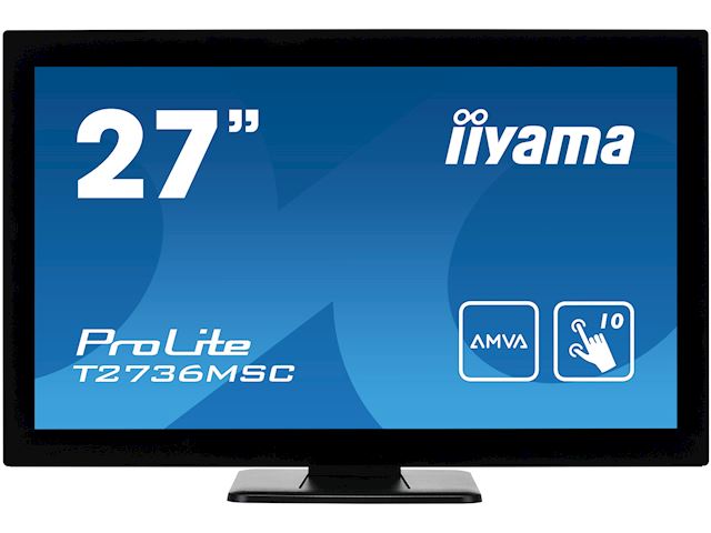 iiyama ProLite monitor T2736MSC-B1 27", Projective Capacitive 10pt touch, AMVA, Scratch resistant, HDMI, DisplayPort, Glass front image 0