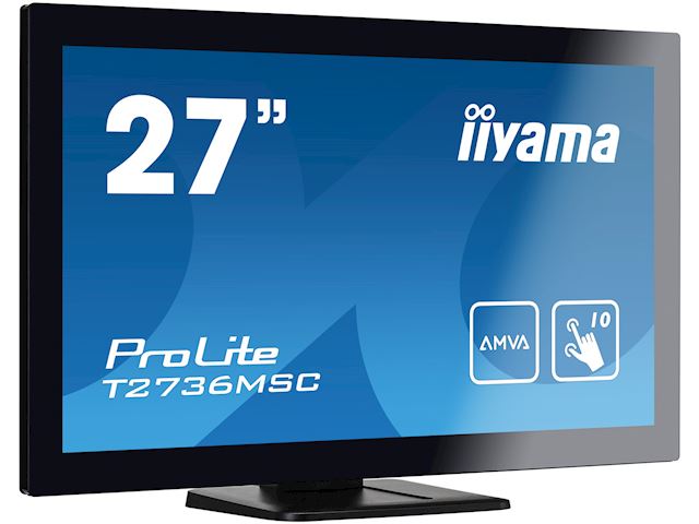 iiyama ProLite monitor T2736MSC-B1 27", Projective Capacitive 10pt touch, AMVA, Scratch resistant, HDMI, DisplayPort, Glass front image 1