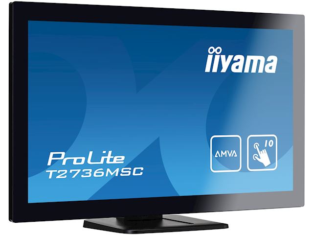iiyama ProLite monitor T2736MSC-B1 27", Projective Capacitive 10pt touch, AMVA, Scratch resistant, HDMI, DisplayPort, Glass front image 2