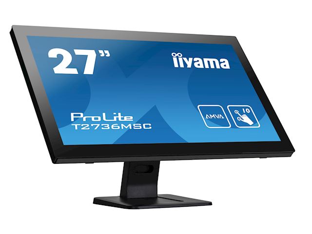 iiyama ProLite monitor T2736MSC-B1 27", Projective Capacitive 10pt touch, AMVA, Scratch resistant, HDMI, DisplayPort, Glass front image 4