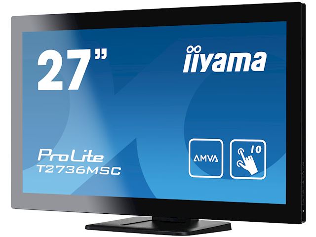 iiyama ProLite monitor T2736MSC-B1 27", Projective Capacitive 10pt touch, AMVA, Scratch resistant, HDMI, DisplayPort, Glass front image 5