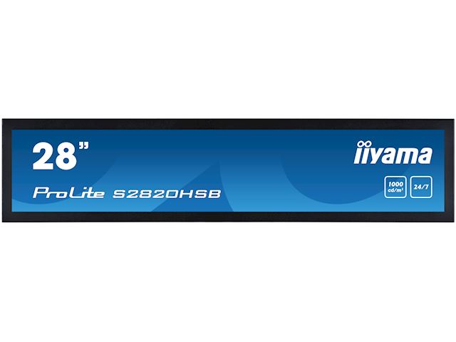 iiyama ProLite monitor S2820HSB-B1 28" stretched digital signage, 24/7, fanless, HDMI, Sunlight readable, Landscape/Portrait, Metal bezel, with handles image 0