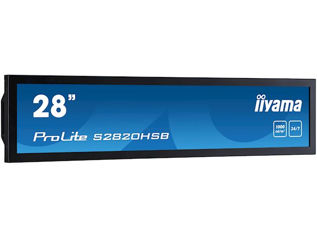 iiyama ProLite monitor S2820HSB-B1 28" stretched digital signage, 24/7, fanless, HDMI, Sunlight readable, Landscape/Portrait, Metal bezel, with handles image 2