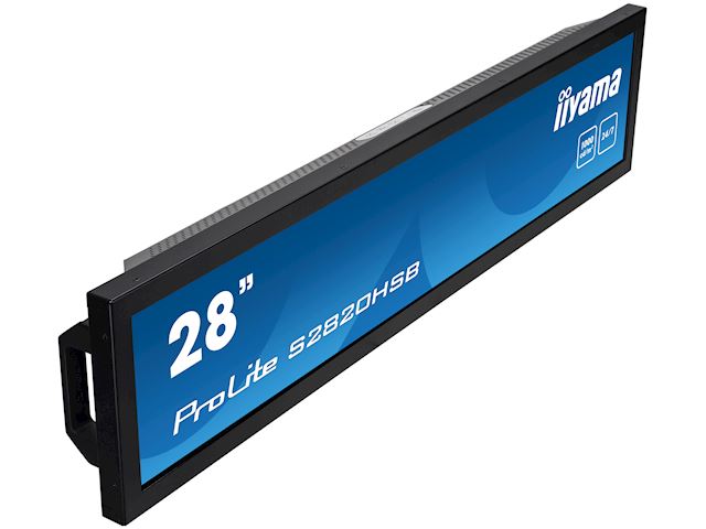iiyama ProLite monitor S2820HSB-B1 28" stretched digital signage, 24/7, fanless, HDMI, Sunlight readable, Landscape/Portrait, Metal bezel, with handles image 3