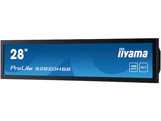 iiyama ProLite monitor S2820HSB-B1 28" stretched digital signage, 24/7, fanless, HDMI, Sunlight readable, Landscape/Portrait, Metal bezel, with handles image 4
