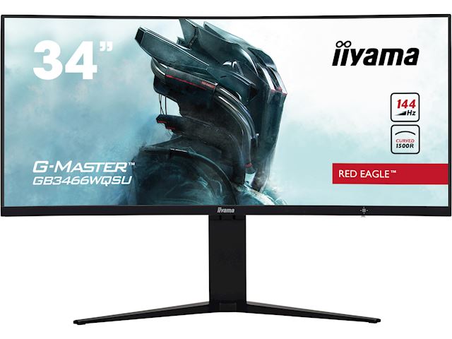 iiyama G-Master Red Eagle curved gaming monitor GB3466WQSU-B1 34" Black, 144hz, 3440x1440 res, 1ms, FreeSync, 2 x HDMI/DisplayPort with USB Hub image 0