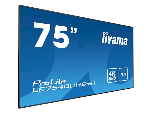 iiyama ProLite monitor LE7540UHS-B1 75",  IPS, 4K UHD, 18/7 Hours Operation, 10W Speakers, Landscape, Build in Smart Signage CMS image 1