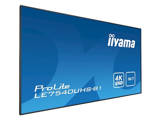 iiyama ProLite monitor LE7540UHS-B1 75",  IPS, 4K UHD, 18/7 Hours Operation, 10W Speakers, Landscape, Build in Smart Signage CMS image 3