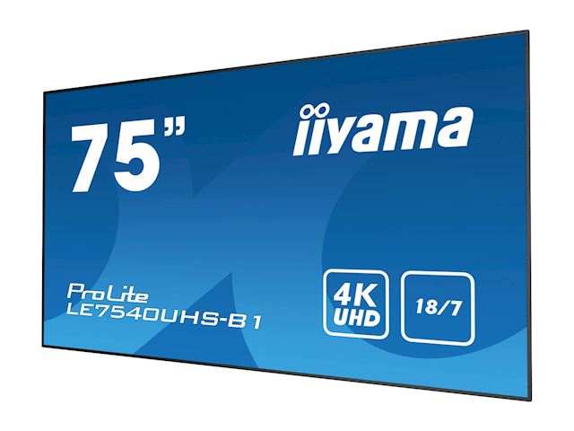 iiyama ProLite monitor LE7540UHS-B1 75",  IPS, 4K UHD, 18/7 Hours Operation, 10W Speakers, Landscape, Build in Smart Signage CMS image 2