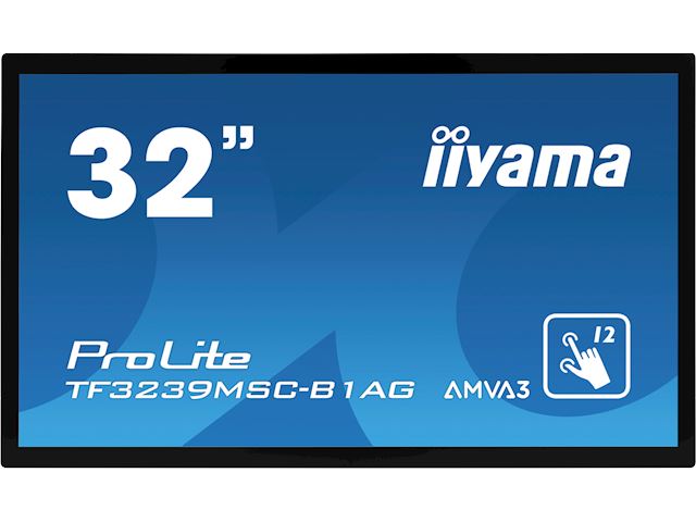 iiyama Prolite monitor TF3239MSC-B1AG 32" Black, AMVA, Anti Glare, Full HD,  Projective Capacitive 12pt Touch, 24/7, Landscape/Portrait/Face-up, Open Frame.  image 0