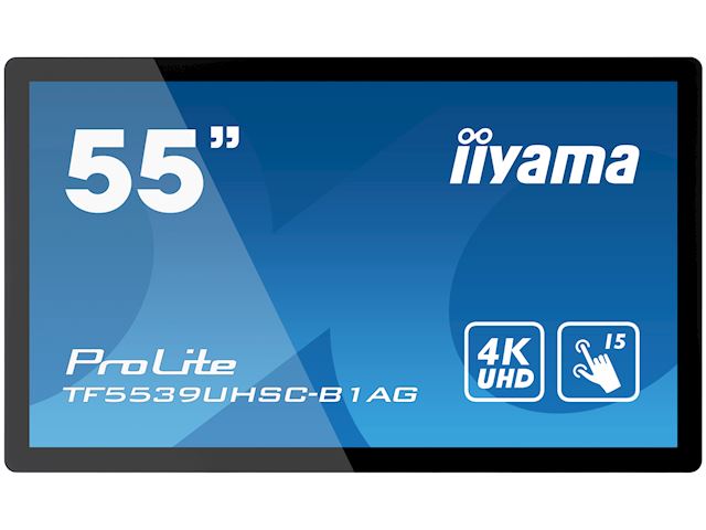 iiyama Prolite monitor TF5539UHSC-B1AG 55" Black, IPS, Anti Glare, 4K,  Projective Capacitive 15pt Touch, 24/7, Landscape/Portrait/Face-up, Open Frame image 0