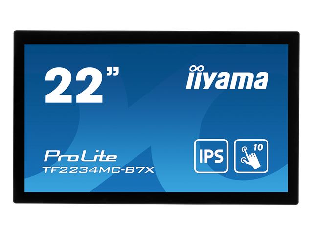 iiyama ProLite monitor TF2234MC-B7X 22", PCap touch through glass, 10pt touch, HDMI, DP, 16:9, IPS, Scratch resistive, Anti-fingerprint coating image 0