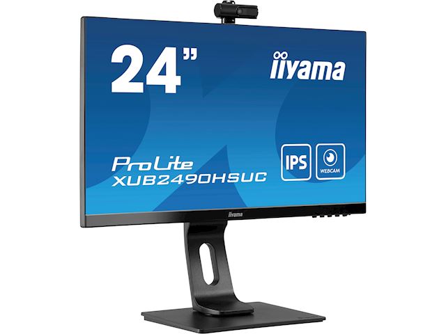 iiyama ProLite monitor XUB2490HSUC-B1 24" IPS, FHD webcam and microphone, Height Adjustable, 3-side borderless design image 1