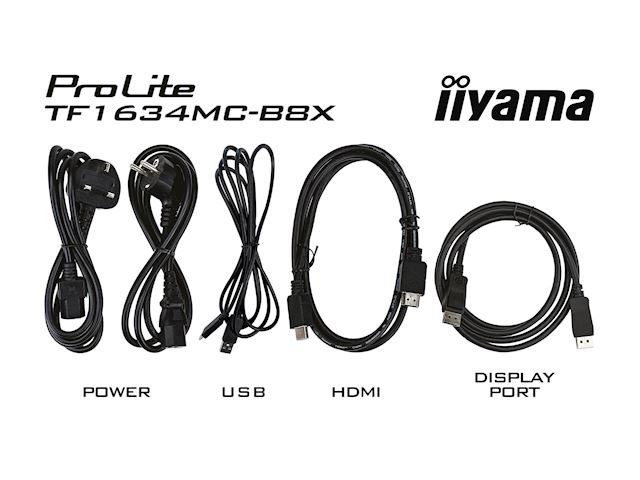 iiyama ProLite monitor TF1634MC-B8X 16", P Cap 10pt touch, edge to edge glass, Open frame, Scratch resistant, Anti-fingerprint coating, Water and dust resistant image 3