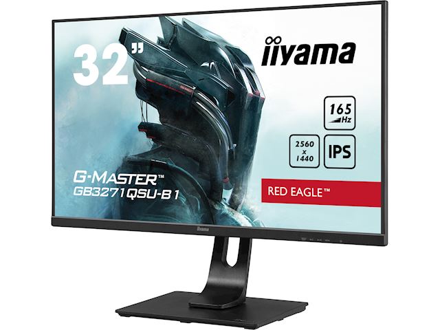 iiyama G-Master Red Eagle gaming monitor GB3271QSU-B1 32" Black, 2560 x 1440, 1ms, 165hz, FreeSync, HDMI, Display Port, Height Adjustable image 2