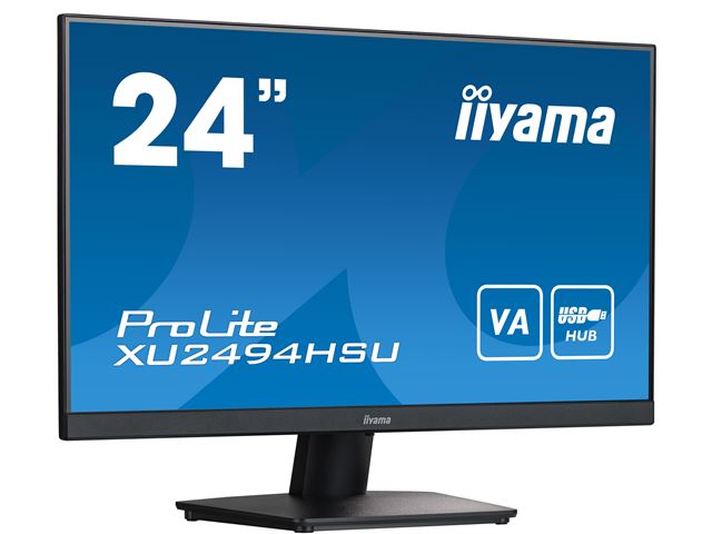 iiyama ProLite monitor XU2494HSU-B2 24", VA panel, Full HD, Black, 3-side borderless bezel, HDMI, Display Port, USB Hub image 1