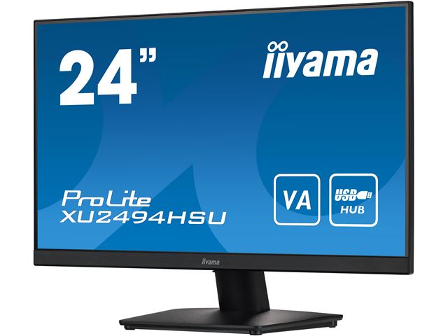 iiyama ProLite monitor XU2494HSU-B2 24", VA panel, Full HD, Black, 3-side borderless bezel, HDMI, Display Port, USB Hub image 3