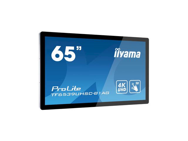 iiyama Prolite monitor TF6539UHSC-B1AG 65" Black, IPS, Anti Glare, 4K UHD,  Projective Capacitive 50pt Touch, 24/7, Landscape/Portrait/Face-up, Open Frame image 1