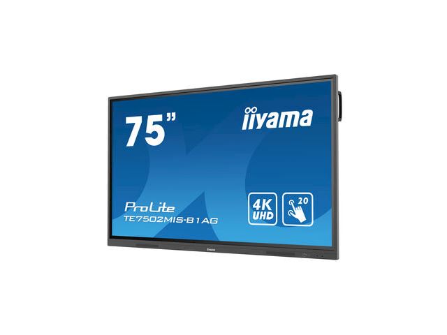 iiyama ProLite monitor TE7502MIS-B1AG 75", 4k UHD, Infrared 20pt touch, Anti-glare coating, VA, HDMI, features Note, web browser, file manager, cloud drives, WPS office and ScreenSharePro image 2