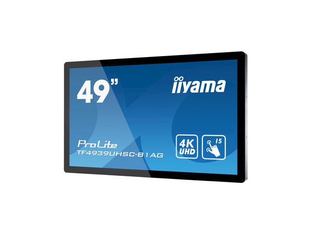 iiyama Prolite monitor TF4939UHSC-B1AG 49"  Black, IPS, Anti Glare, 4K UHD,  Projective Capacitive 15pt Touch, 24/7, Landscape/Portrait/Face-up, Open Frame, IP54 rated image 1