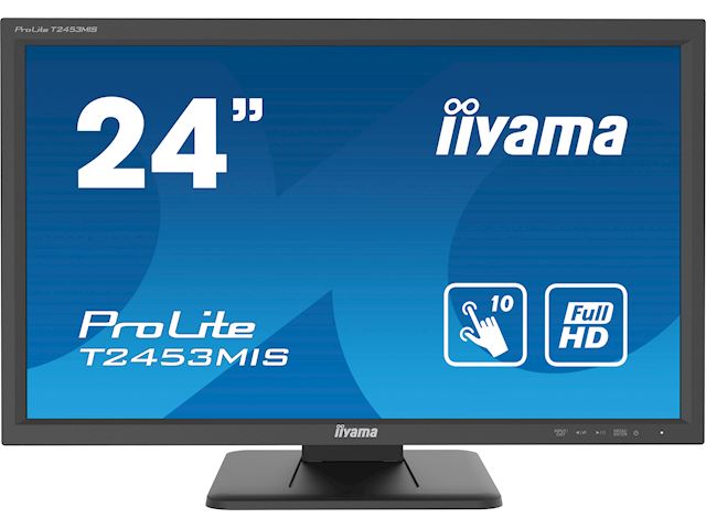 iiyama ProLite monitor T2453MIS-B1 24", VA, Infrared technology 10pt touch, HDMI, Scratch resistive, Black, Glass front image 0