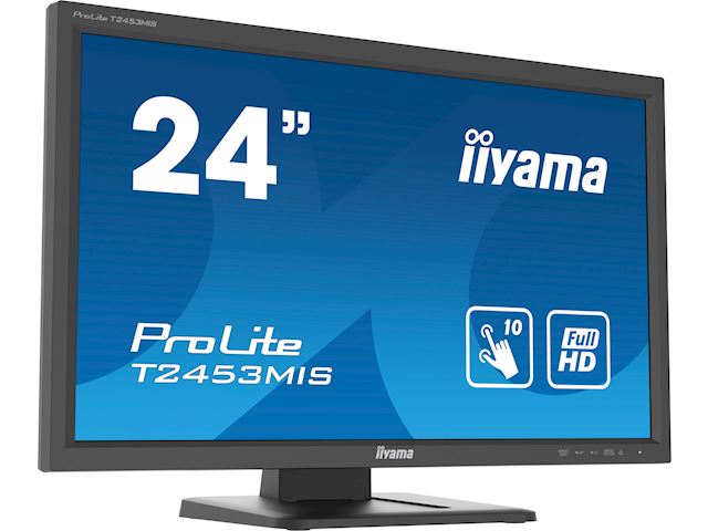 iiyama ProLite monitor T2453MIS-B1 24", VA, Infrared technology 10pt touch, HDMI, Scratch resistive, Black, Glass front image 1
