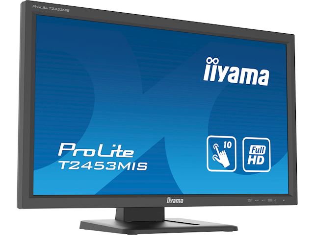 iiyama ProLite monitor T2453MIS-B1 24", VA, Infrared technology 10pt touch, HDMI, Scratch resistive, Black, Glass front image 2