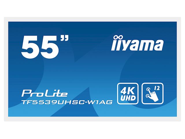 iiyama Prolite monitor TF5539UHSC-W1AG 55" White, IPS, Anti Glare, 4K,  Projective Capacitive 15pt Touch, 24/7, Landscape/Portrait/Face-up, Open Frame image 0