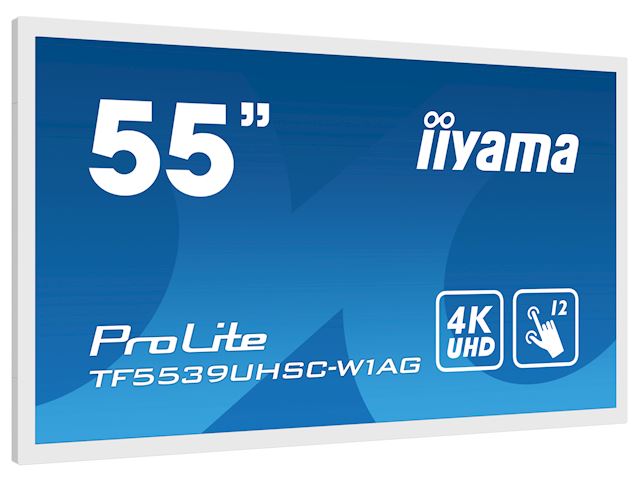 iiyama Prolite monitor TF5539UHSC-W1AG 55" White, IPS, Anti Glare, 4K,  Projective Capacitive 15pt Touch, 24/7, Landscape/Portrait/Face-up, Open Frame image 2