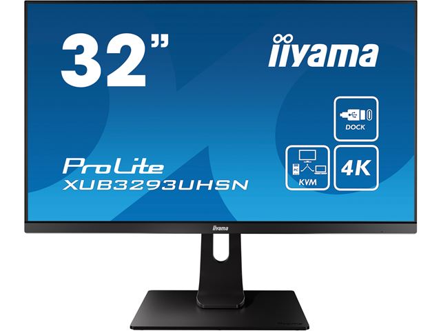 iiyama ProLite monitor XUB3293UHSN-B1 32" 3-side borderless design, IPS panel with KVM switch, USB-C dock, height adjustable image 0