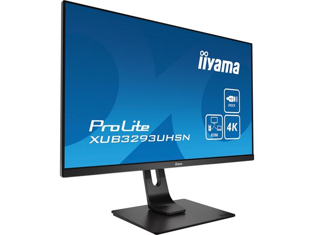 iiyama ProLite monitor XUB3293UHSN-B1 32" 3-side borderless design, IPS panel with KVM switch, USB-C dock, height adjustable image 2