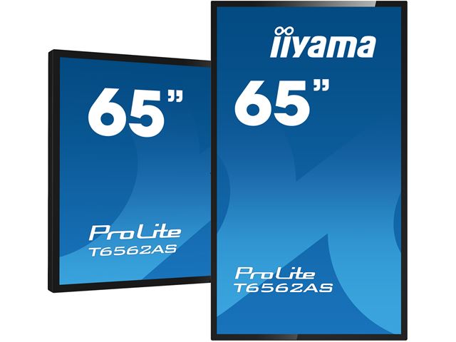 iiyama ProLite T6562AS-B1 65", 4k UHD, Integrated annotation software, PCAP 20pt touch, IPS, 24/7, HDMI, Anti-Glare image 0