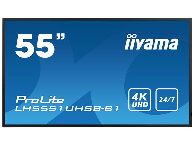 iiyama Prolite monitor LH5551UHSB-B1 55" IPS Slim Bezel, 4K UHD, 24/7, Landscape/Portrait, LAN Control, high brightness image 1