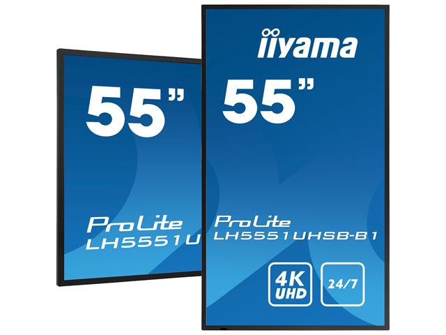 iiyama Prolite monitor LH5551UHSB-B1 55" IPS Slim Bezel, 4K UHD, 24/7, Landscape/Portrait, LAN Control, high brightness image 4