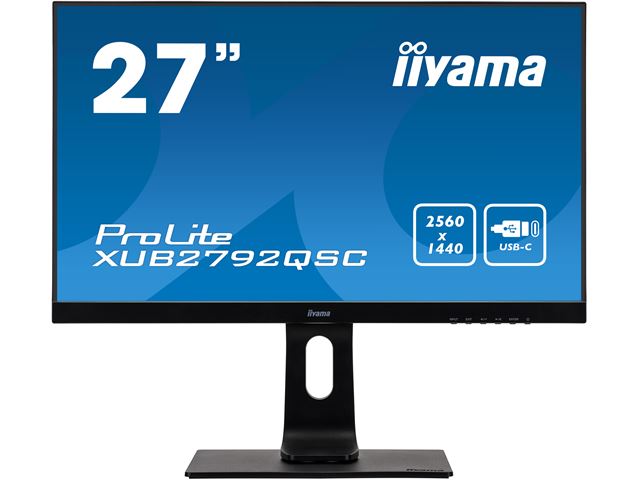 iiyama ProLite monitor XUB2792QSC-B1 27" IPS, 2560x1440, Ultra Slim Bezel, Black, HDMI, Display Port, USB-C Connectivity, Height Adjustable image 0
