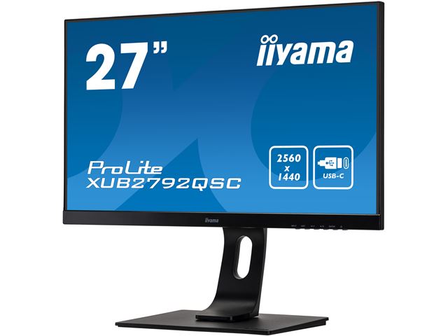 iiyama ProLite monitor XUB2792QSC-B1 27" IPS, 2560x1440, Ultra Slim Bezel, Black, HDMI, Display Port, USB-C Connectivity, Height Adjustable image 2