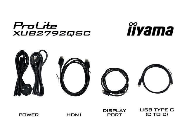 iiyama ProLite monitor XUB2792QSC-B1 27" IPS, 2560x1440, Ultra Slim Bezel, Black, HDMI, Display Port, USB-C Connectivity, Height Adjustable image 7