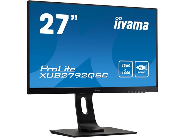 iiyama ProLite monitor XUB2792QSC-B1 27" IPS, 2560x1440, Ultra Slim Bezel, Black, HDMI, Display Port, USB-C Connectivity, Height Adjustable image 8